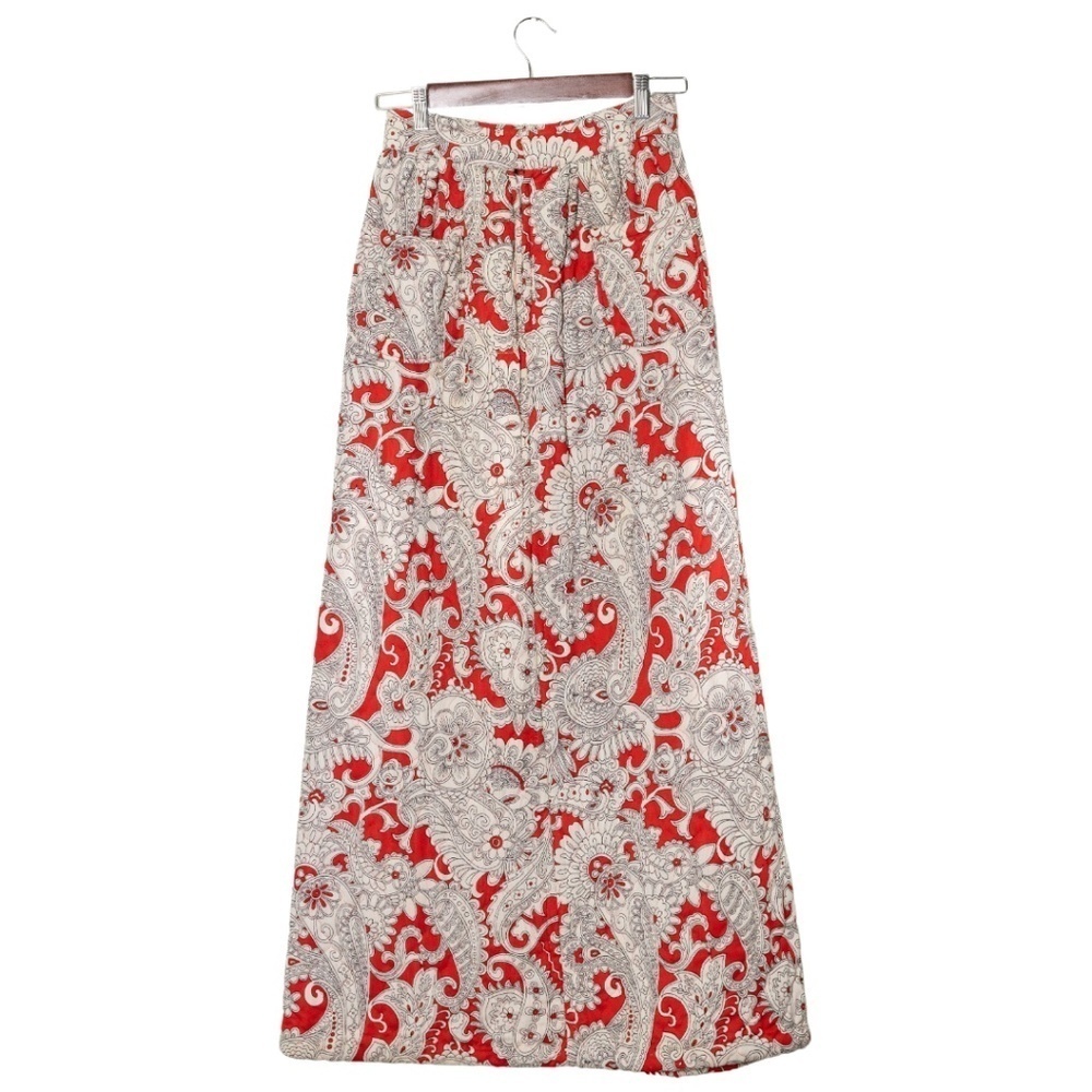 Vintage Damask Print Quilted Robe Maxi Skirt ca. early '70s. (S)